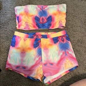 SHEIN Pink and Blue Athletic Swim Shorts